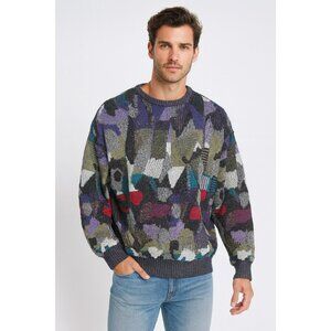 Vintage St. Croix Knits Coogi-Style Sweater L Multicolor Abstract Pattern Made I